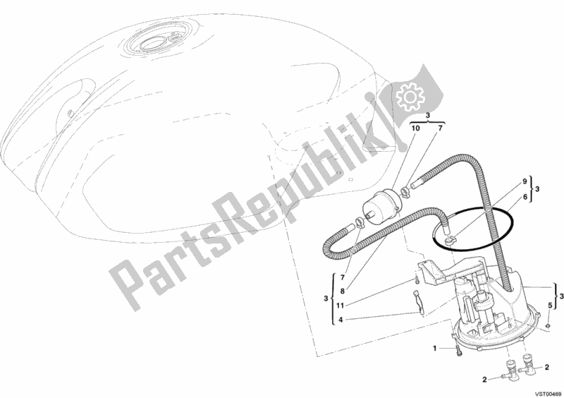 All parts for the Fuel Pump of the Ducati Monster S2R 1000 USA 2006